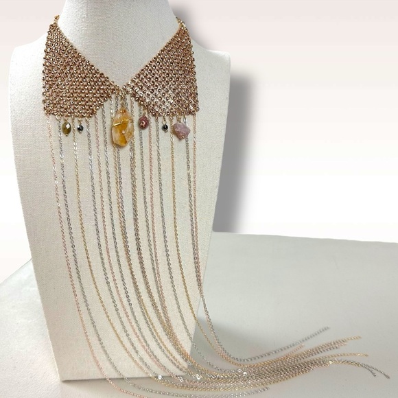 Free People Ariana Ost No Halo Body Chain NWT Necklace Fringe Bohemian Crystal - Picture 12 of 17